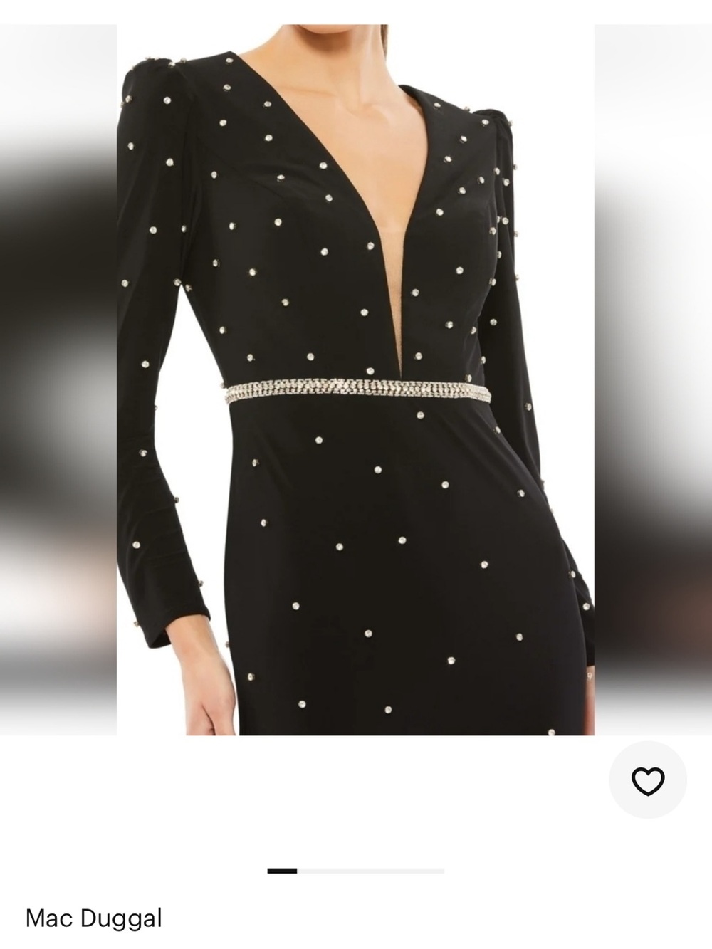 NWOT Ieena for Mac Dougal BELTED JEWEL ENCRUSTED PLUNGE NECK LONG SLEEVE GOWN